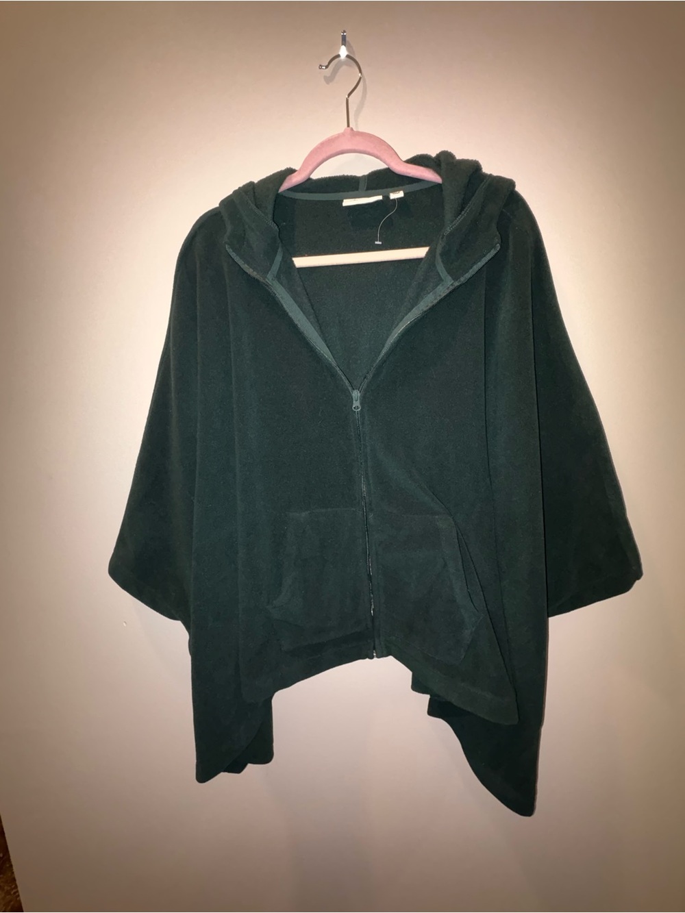 Denim&Co Dark Green Hooded Zip-Up Teddy Jacket